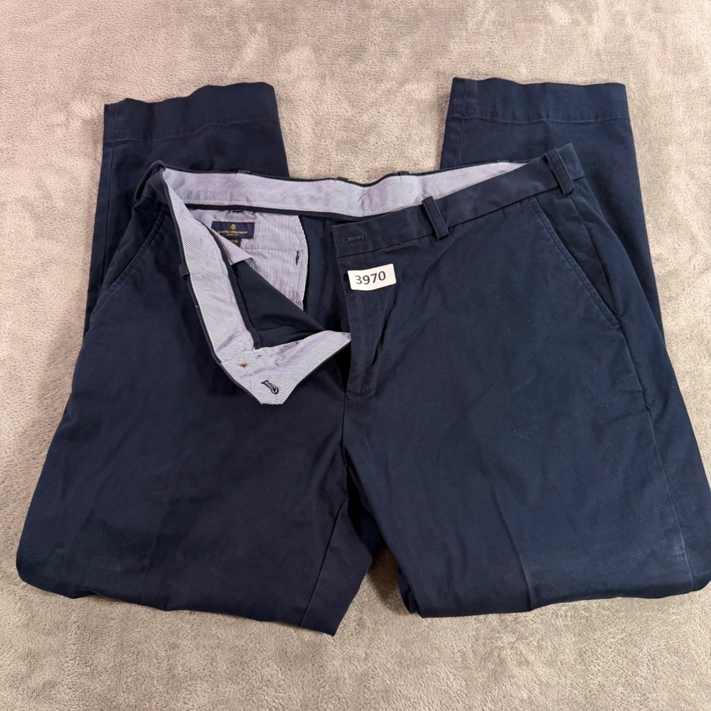 Brooks Brothers Chinos Mens 40x30 Navy Clark Fit Cotton Stretch 100185834